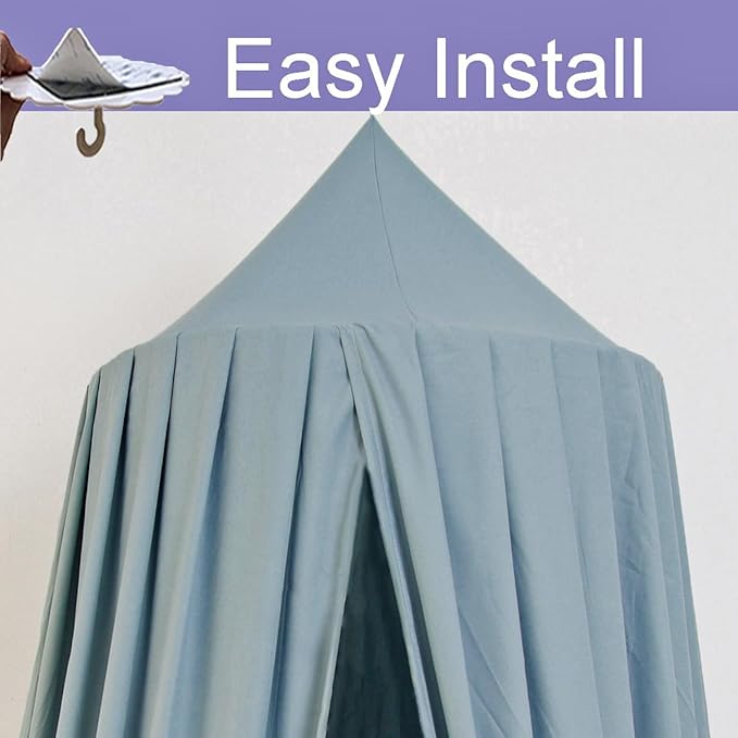 Kids Bed Canopy - Girls Canopy for Crib, Nursery, Reading Nook - Light Blue