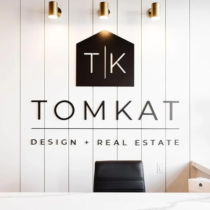Custom Black Acrylic Logo Sign for Business Salon or Office Wall Signage (Black)