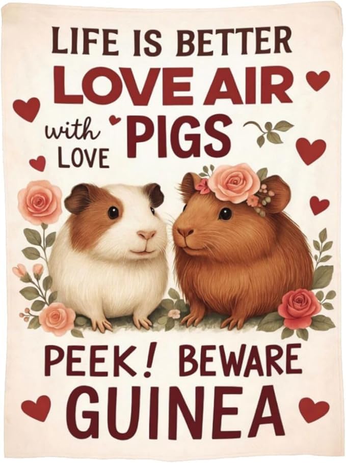 Cute Guinea Pig Throw Blanket Soft Cozy Fleece Fuzzy Plush Guinea Pig Warm Stuff Bedding Animal Blanket Gifts for Boys Girls Kids Adult Men Women 40"X50"