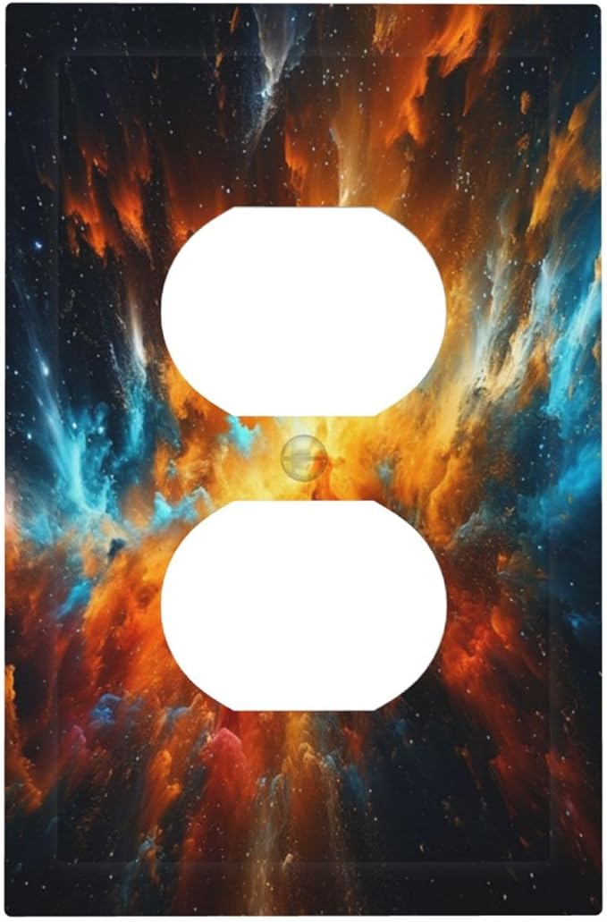 Decorative Outlet Covers Cosmic Outer Space Nebula Explosion 3 Gang Duplex Switch plate Covers Electrical Switch plate Covers Wall Plates Receptacle Covers for Bathroom Home Decor