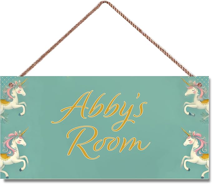 Personalized Name's Unicorn Room Door Sign Cute Horse Nursery Kid's Children's Girls Bedroom Decor Wood Door Plaque Sign For Boys Room