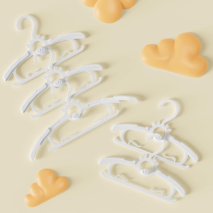 Kids Hangers 30PCS, 11"-14" Extendable and Stackable Baby Hangers, 45g Ultra-Thick Space Saving Non-Slip Plastic Hanger for Infant, Toddler and Nursery Closet, White