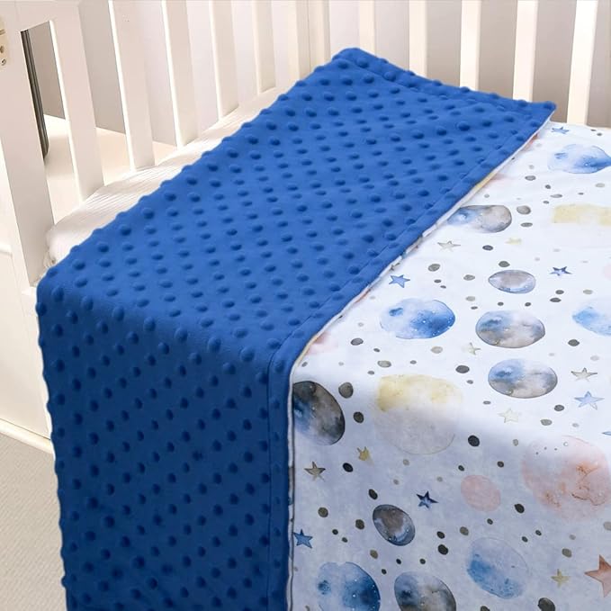 Baby Blankets for Unisex Boys Girls, Super Soft Nursery Minky Blankets, 30 x 40 inch Outer Space Printed Bed Throws Newborn (Color Planet)