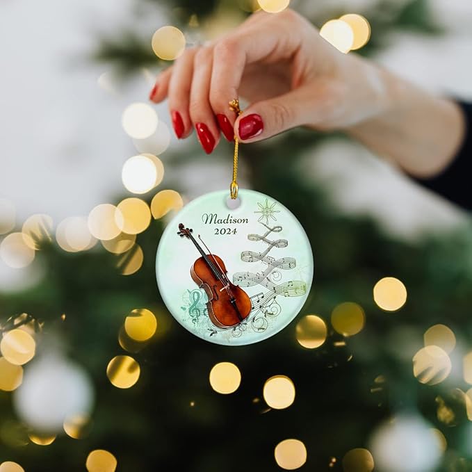 wowcugi Violin Ornament Personalized Instrument Ornaments for Christmas Tree Xmas Tree Decorations Keepsake Gifts for Pianist Instruments Music Lovers