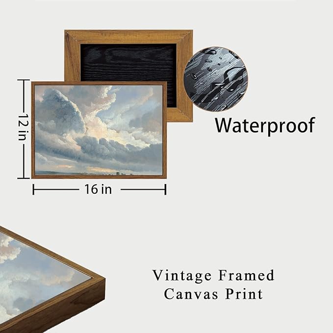 OIQArtOIQ Vintage Landscape Canvas Wall Art Framed Natural Scenery Painting Artwork Prints France Country Wilderness Farmhouse Decor Pictures Kitchen Bedroom Living Room Bathroom
