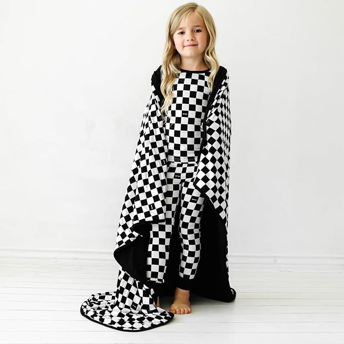 Little Sleepies Cloud Blanket, Soft Viscose from Bamboo Toddler & Baby Blanket for Boys & Girls, Lightweight, Perfect for Hot Sleepers, 50" x 50", Large (Cool Checks)