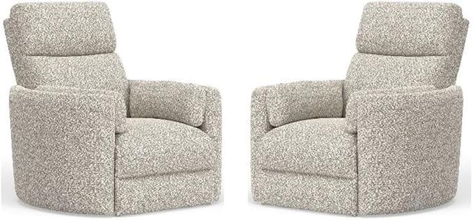 Pemberly Row Contemporary Power Swivel Glider Recliner (Two Pack) with USB Charging Ports and 2 Comfort Pillows for Living Room