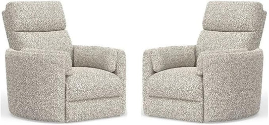 Pemberly Row Contemporary Power Swivel Glider Recliner (Two Pack) with USB Charging Ports and 2 Comfort Pillows for Living Room