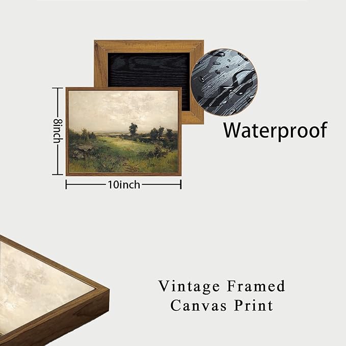 OIQArtOIQ Vintage Landscape Canvas Wall Art Framed Natural Scenery Painting Artwork Prints France Country Wilderness Farmhouse Decor Pictures Kitchen Bedroom Living Room Bathroom