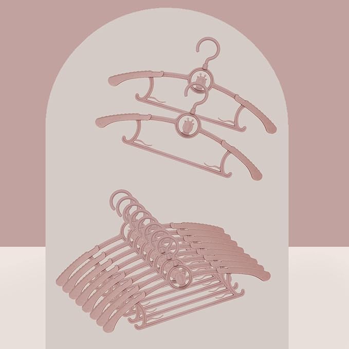 Baby Hangers for Closet, 360° Swivel Hook Kids Hanger, Non-Slip Baby Clothes Hangers, 30pcs Nude Pink Adjustable Toddler Hanger for Girl Boy Infant Kid Hangers, Space Saving