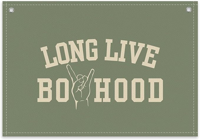 Long Live Boyhood Boys Room Decor - Linen Nursery Banner for Toddler Room Decoration, Farmhouse Kids Wall Hanging, Canvas Banner Flag for Baby Shower, Birthday Gift - A07