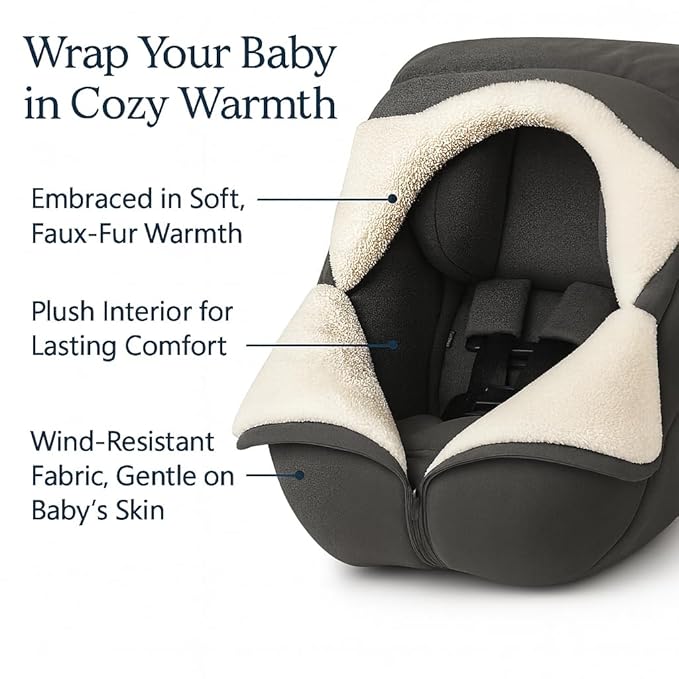 Winter Car Seat Cover for Baby – Cozy Infant Carseat Blanket Compatible with UPPAbaby Aria and Mesa and Most Car Seats | Warm Windproof Weather-Resistant Baby Carrier Cover for Boys & Girls
