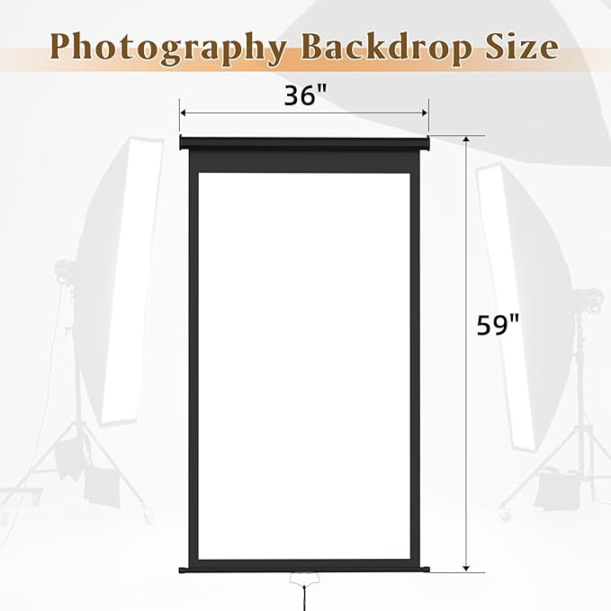 Retractable White Photography Backdrop 36"x59", Portable Roll-Up, Pull-Down Background, Auto-Lock Backdrop Screen for Passport Photo, Product Photography, Headshots, Video Studio
