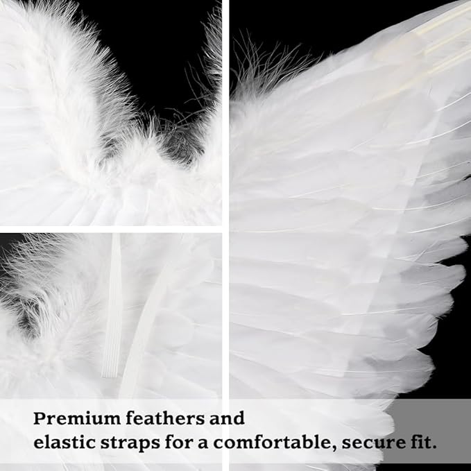 SEVADA Black Angel Wings and Halo for Adult Women, Dark Devil Fallen Feather Angel Wings for Kids Girls