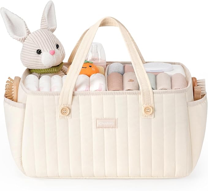 Baby Diaper Caddy Organizer for Wipes, Diapers Storage Basket with Handle, Car Caddy Organizer Boy & Girl & New Parent Gift, Baby Shower, Newborn Essentials, Nursery Bin Soft Large Tote Bag