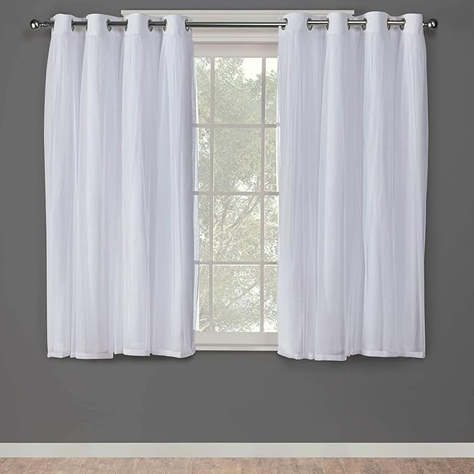 TOWN & COUNTRY LUXE Talia Double Layer Indoor Curtains, Sheer and Room Darkening Blackout, Grommet Top, Energy Efficient, 2-Pack Set, 52"x108", Mint Green