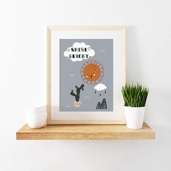 Andaz Press Nursery Kids Room Scandinavian Hello Llama Wall Art Decor Poster Prints, 8.5 x 11-inch, Scandinavian Shine Bright Llama Graphic, 1-Pack, Unframed
