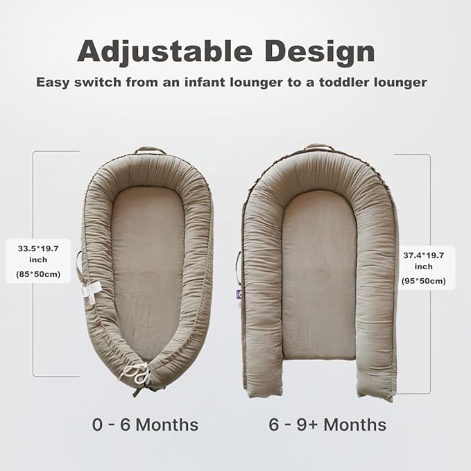 Infant Lounger, Baby Nest Cover for Baby Girls & Boys, Newborn Essentials for Baby 0-12 Months, 100% Cotton Breathable (Fields of Rye_Corduroy)