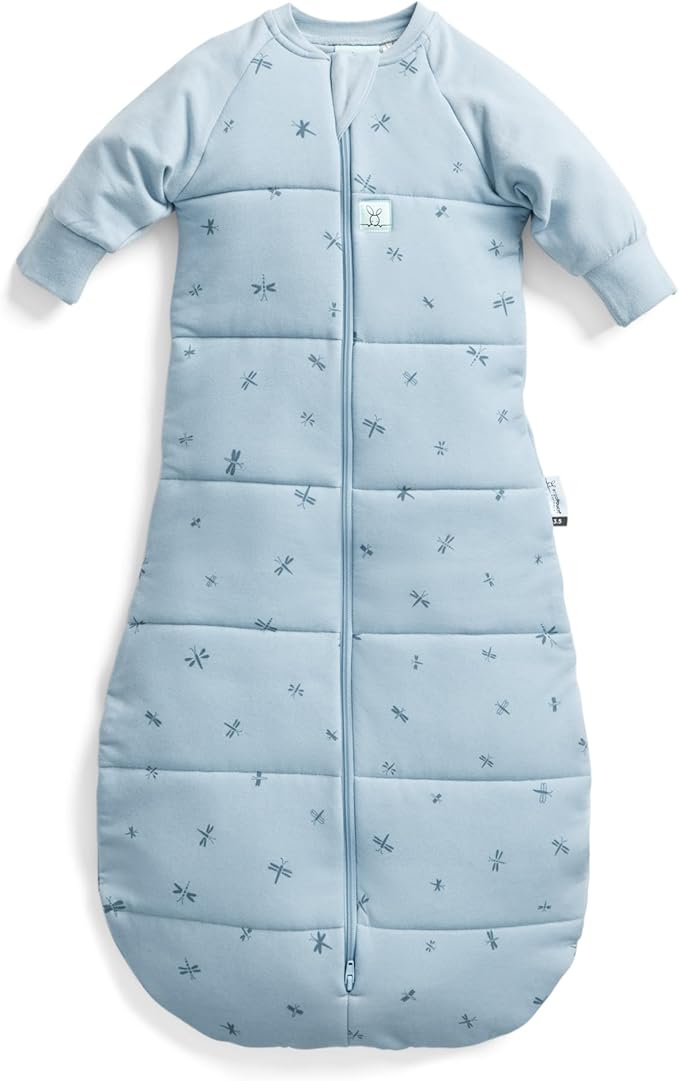 ergoPouch Jersey Sleeping Bag 0.2 TOG – Arms-Out Baby Sleep Sack, Ideal Transition from Swaddling, Slim Fit Keeps Baby Secure & Comfortable, Soft Breathable Fabric (3–12 Months, Dragonflies)