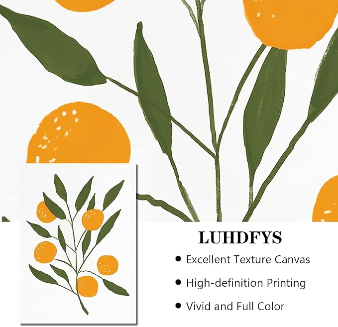 LUHDFYS Colorful Fruit Art Print Abstract Lemon Orange Canvas Painting Watercolor Lemon Canvas Wall Art Boho Watercolour Citrus Fruit Botanical Prints Posters for Kids Room Kitchen Decor Unframed