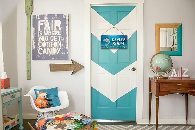 Personalized Name's Cartoon shark underwater-style Nursery Kid's Children's Girls Bedroom Door Sign Wood Plaque Sign Wall Decor Gift
