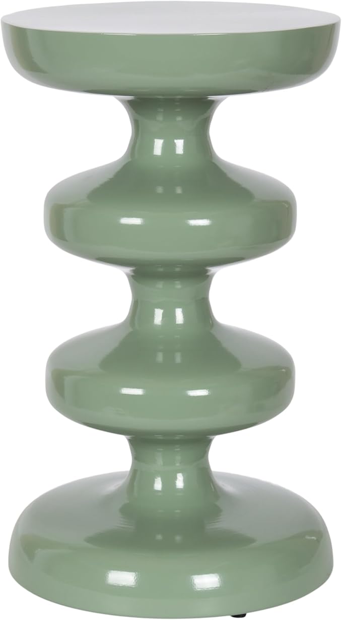 Kate and Laurel Fondi Modern Metal Round Side Table, 12 x 12 x 21, Green, Dorm Living Room Stacked Bubble End Table for Use as Bedroom Nightstand or Outdoor Patio Decor Option