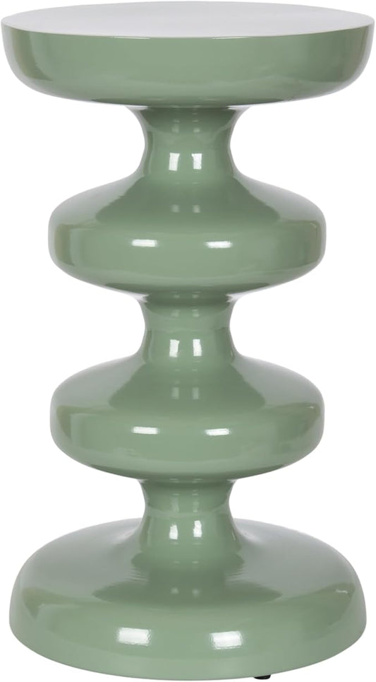 Kate and Laurel Fondi Modern Metal Round Side Table, 12 x 12 x 21, Green, Dorm Living Room Stacked Bubble End Table for Use as Bedroom Nightstand or Outdoor Patio Decor Option