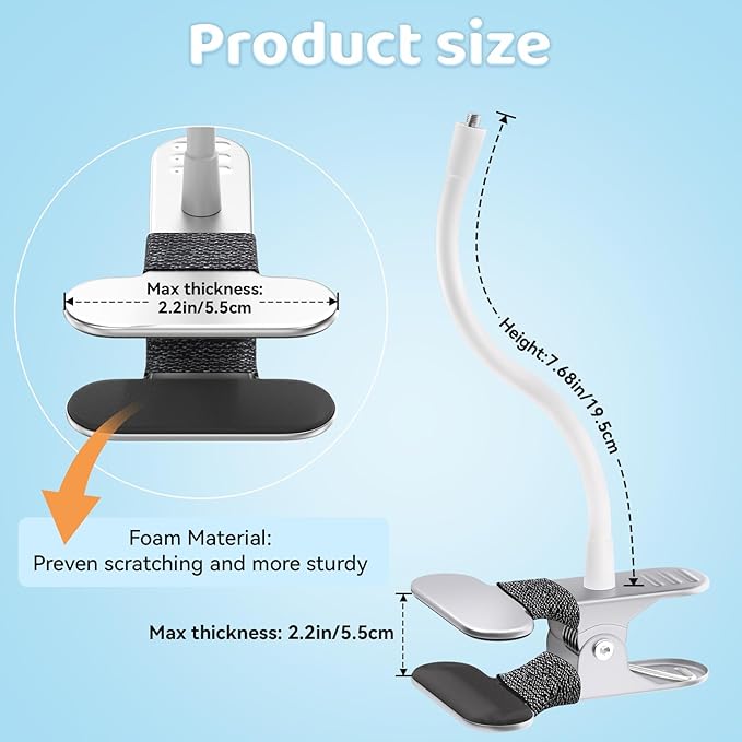 Baby Monitor Mount Compatible with HelloBaby for HB6550/ HB6560/ HB65/ HB6351/ HB40/ HB6339/ HB6336, ANMEATE SM935E Monitor, Adjustable Baby Monitor Stand Flexible Clip Clamp Mount No Drilling