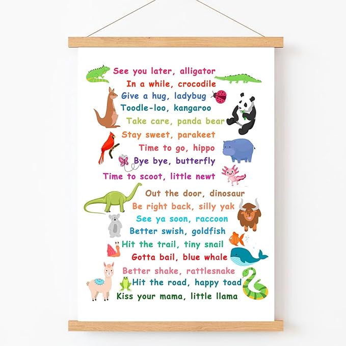 Qswo See You Later Alligator Wall Decor,Funny Alligator Canvas Wall Art Poster Hanger Frame for Kids Nursery Playroom Classroom