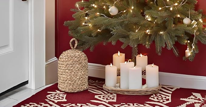 PEMAR Natural Wicker Door Stopper with Handle, Decorative Door Stop, Heavy Indoor Doorstop, Rustic Farmhouse Blocker Jammer 5.1''D x 7.5''H (Seagrass)
