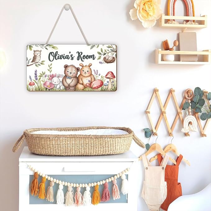 Custom Animal Wooden Name Sign - Toddler Room Wall Art Decor, Nursery Door Hanging, Door Hanger, Room Wall Decorative for Boys & Girls
