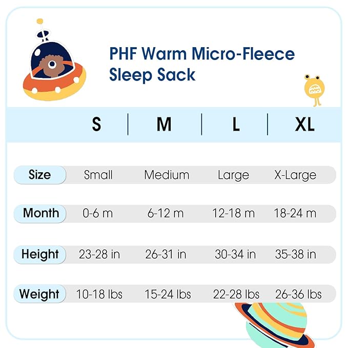 PHF 3 Pack Warm Micro-Fleece Baby Sleep Sack 6-12 Months, Soft Baby Wearable Blanket, 2-Way Zipper Sleeping Bags, Comfy Toddler Sleeping Sack for Boys, Medium Size, Space