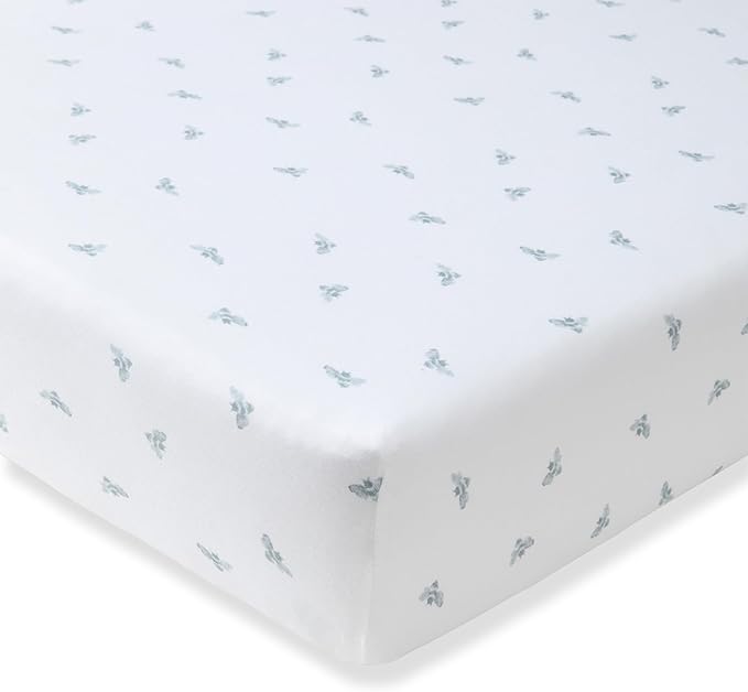 Burt's Bees Baby Essential Organic Cotton Fitted Crib Sheet, Breathable for Boy Girl Standard Crib & Toddler Mattresses