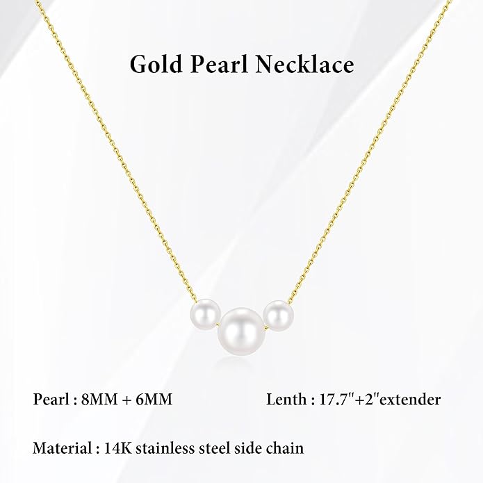 SmileBelle Pearl Necklaces for Women, Daisy Pearl Choker as Christmas Stocking Stuffers for Teens, Silver Daisy Pearls Jewelry Trendy Stuff Birthday Gifts 3 Pearls White Necklace as Wedding Jewelry