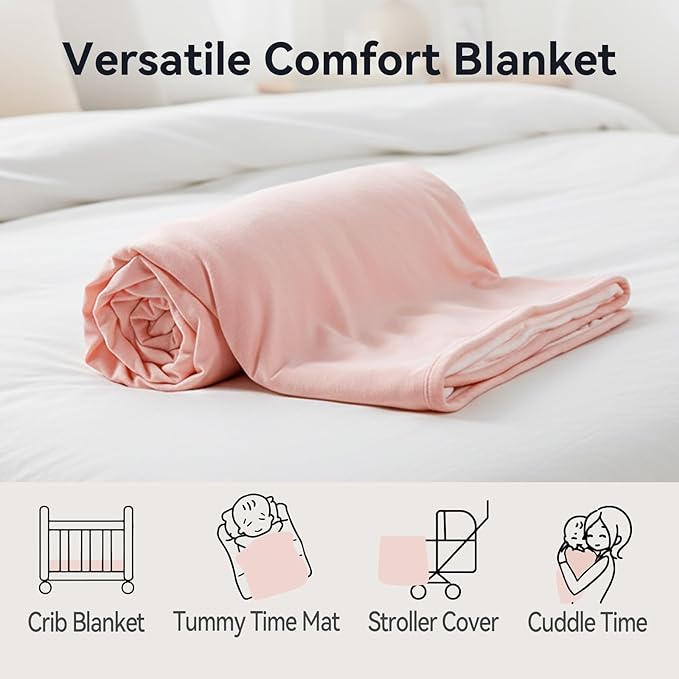 Supersoft Baby Blankets for Girls Boys, Rayon Made from Bamboo Baby Quilt - Breathable & Hypoallergenic Blanket for Bedding Crib Stroller 30"x40" (Pink)