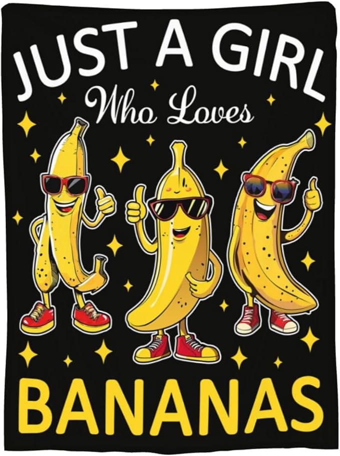 Banana Blanket Just A Girl Who Loves Bananas Throw Blanket Flannel Stuff Merch Cozy Decor Fleece Plush Fuzzy Warm Soft Lightweight Bedding Gifts for Women Men Girl Boy Couch 60"X50"