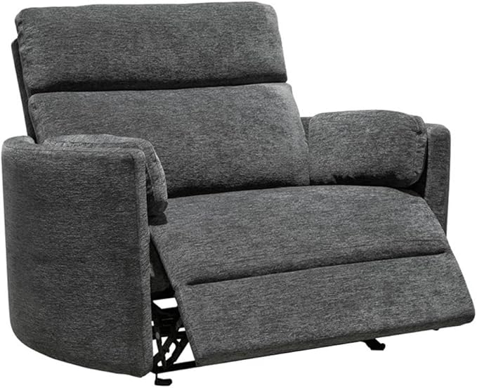 Pemberly Row XL Mediterranean Extra Wide Power Glider Recliner (Two Pack) in Charcoal with USB Charging Ports and 2 Comfort Pillows for Living Room