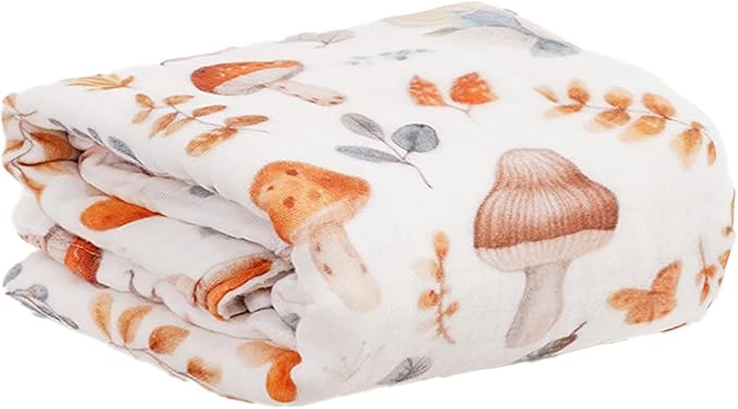 Muslin Swaddle Blankets 6-Layer Cotton Baby Blankets for Boys & Girls 43"X43"Inches Receiving Blankets,Soft Skin-Friendly Baby Crib Blanket,Breathable Quilt Bedspread(Autumn Forest)