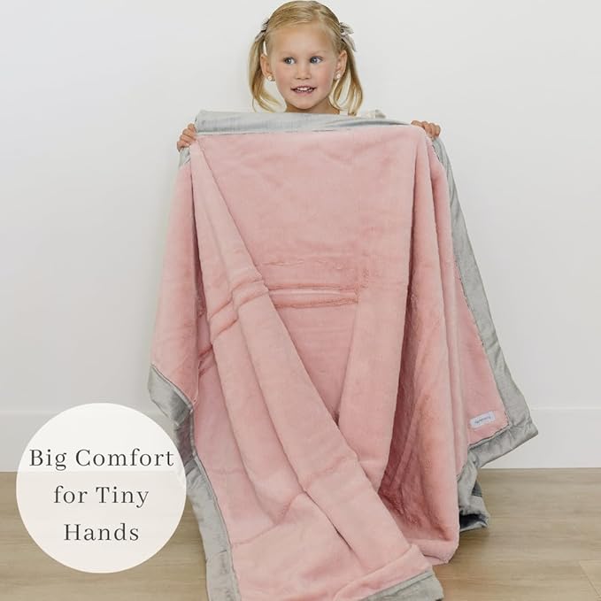SARANONI Luxury Lush Kids Blanket | Ultra-Soft & Cozy Plush Comfy Blankets for Kids & Teens | Light Pink/Gray - 40” x 60”