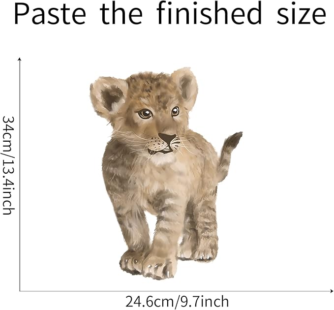 ROFARSO Lifelike Cute Lovely Baby Lion Animal Wall Stickers Removable Wall Decals Peel and Stick Wall Art Decorations Home Decor for Kid Nursery Baby Bedroom Living Room Playing Room Murals