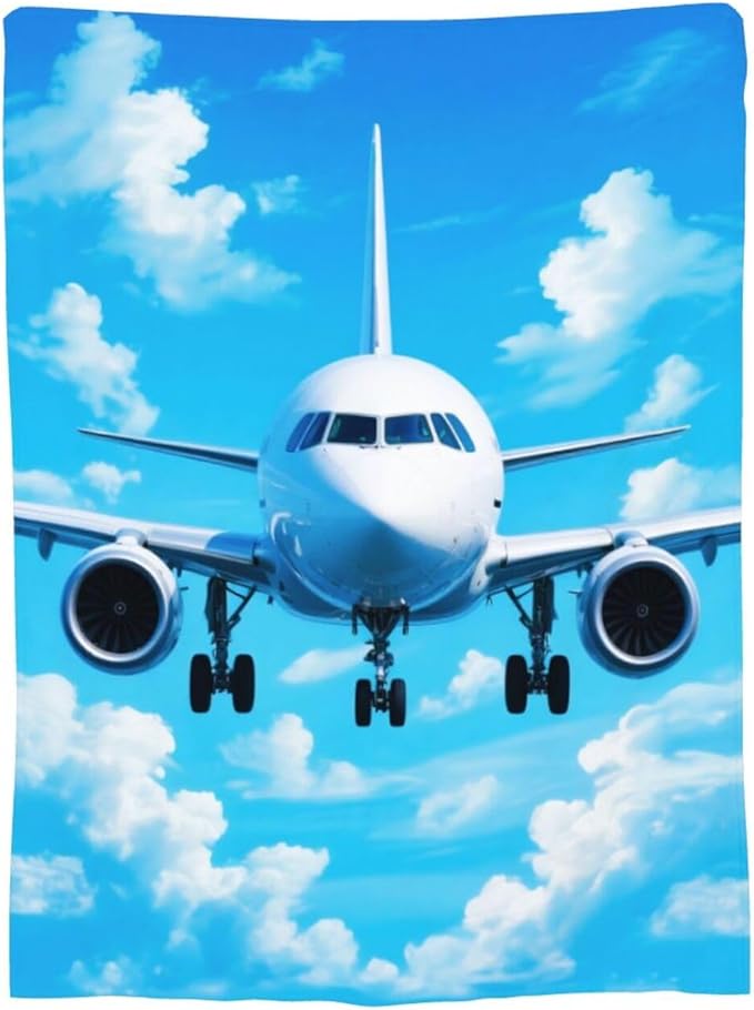Airplane Blanket for Boys Pilot Plane Throw Blanket Aircraft Soft Cozy Fleece Fuzzy Stuffed Plush Flannel Gifts for Girls Women Kids Adults 40''x50''
