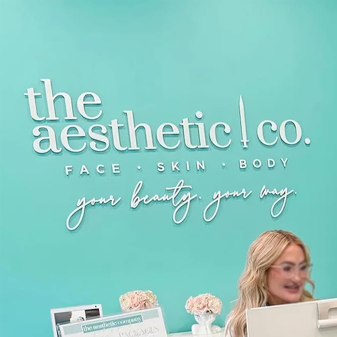 Custom White Acrylic Logo Sign for Business Salon or Office Wall Signage (White)