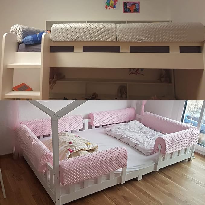 Wonder Space Toddlers' Bed Rail Bumpers Protecter - Children's Bed Guardrail Padding - Anti-Collision | Increased Height | Fall Prevention - Easy InstallEnhanced Safety Mostly Fit (2.3ft, Pink)