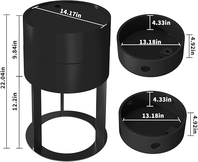 Round Side Table with Hidden Storage Drawers, Modern Nightstand with Swivel Drawer, Minimalist Bedside Table for Bedroom, Living Room, Black