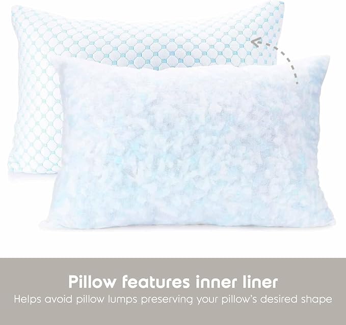 Nestl King Size Cooling Pillow for Sleeping 1 Pack, Luxury Shredded Memory Foam King Pillow, Adjustable Cold Gel Pillows for Hot Sleepers, Supportive Cool Pillows for Side, Back, Stomach Sleepers