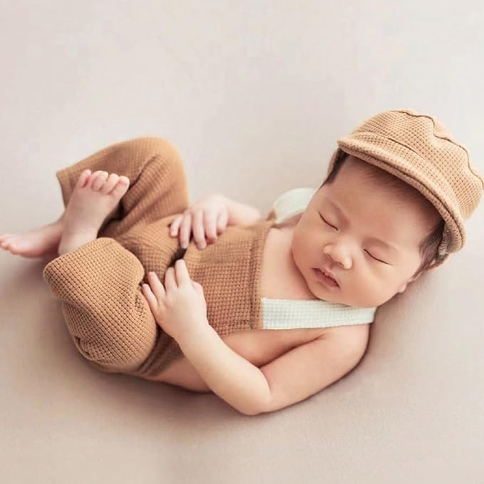 Holibeat Newborn Boy Photography Props Baby Boy Photo Shoot Outfits Infant Gentleman Romper Suits with Hat