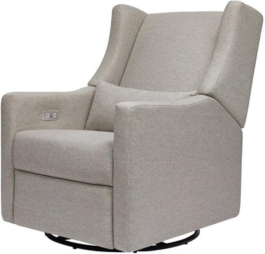 Babyletto Kiwi Electronic Power Recliner and Swivel Glider with USB Port in Performance Grey Eco-Weave, Water Repellent & Stain Resistant, Greenguard Gold and CertiPUR-US Certified
