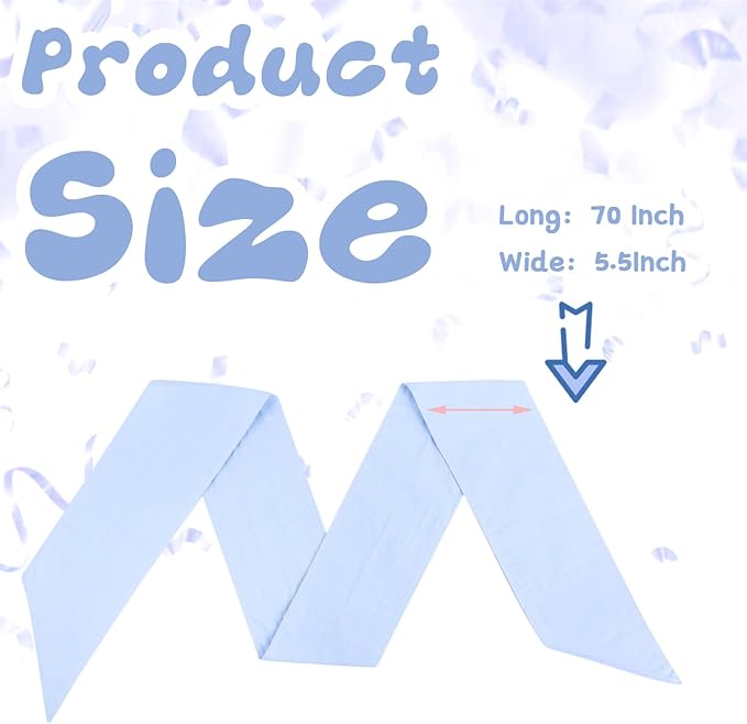 Newborn Swaddle Sash, Soft Cotton Bow Decorative Strap for Swaddles, Adorable Maternity Bow Sash, 70x5.5 Inch, Blue