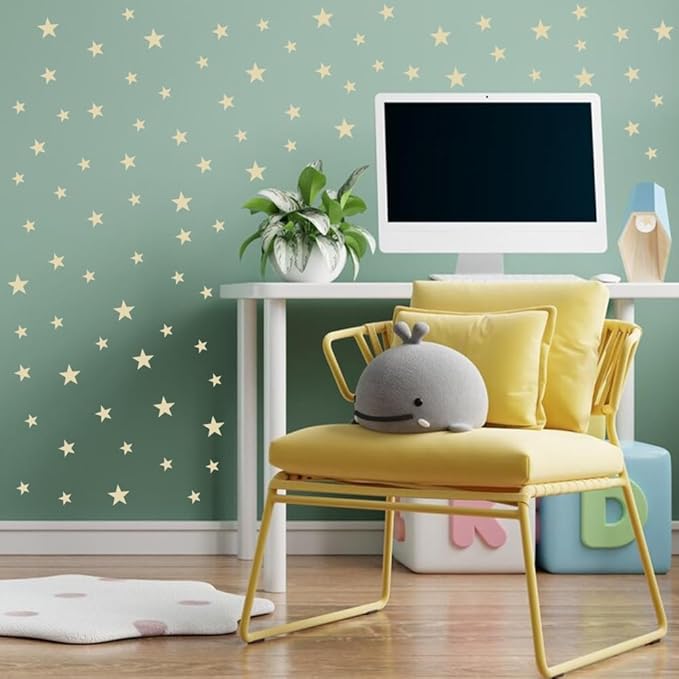 Wall Decals for Kids Room (Beige, Mix Star 112 Pcs)