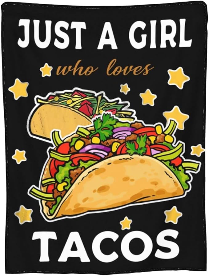 Taco Blanket for Girls Just Girl Who Loves Tacos Throw Blanket Soft Cozy Warm Fuzzy Fleece Tacos Food Bedroom Decor Blanket Gifts for Kids Women Men Adults Couch Sofa Bedding 60"X50"